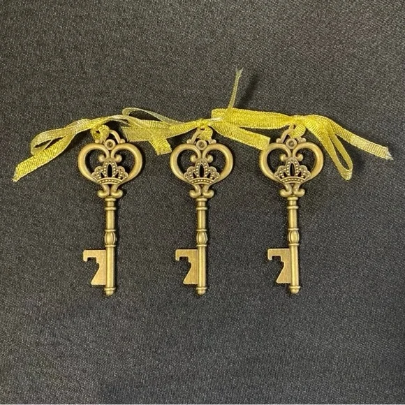 Antique style gold skeleton bottle openers. NIP SET OF 2 - Picture 2 of 9